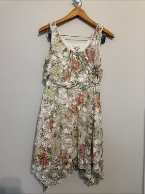 AUW Lace Overlay Floral Dress Sz L EUC